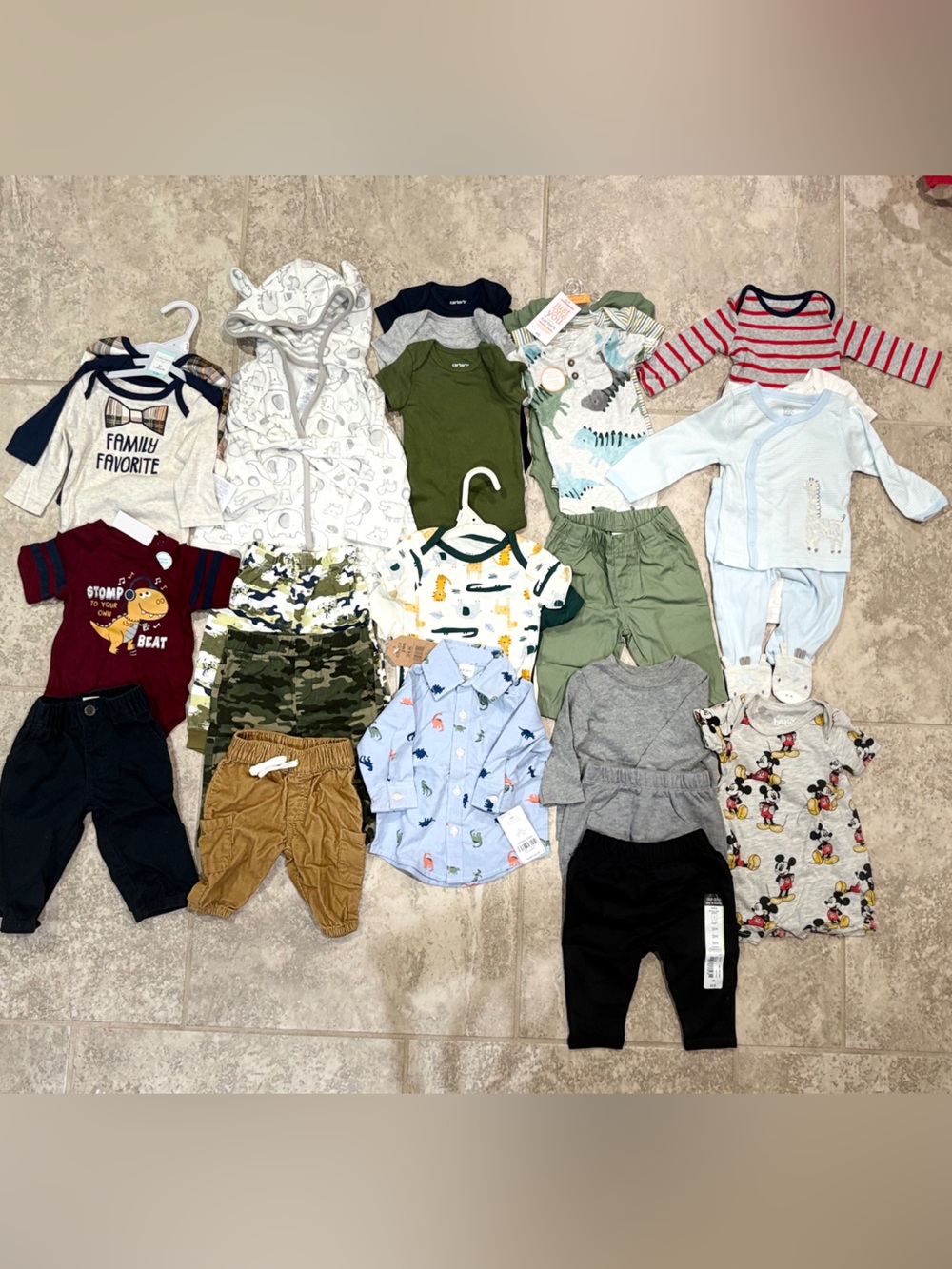 Carter's Baby Boys Mixed Outfit Bundle Navy, Green, Red, Gray, Blue, Tan